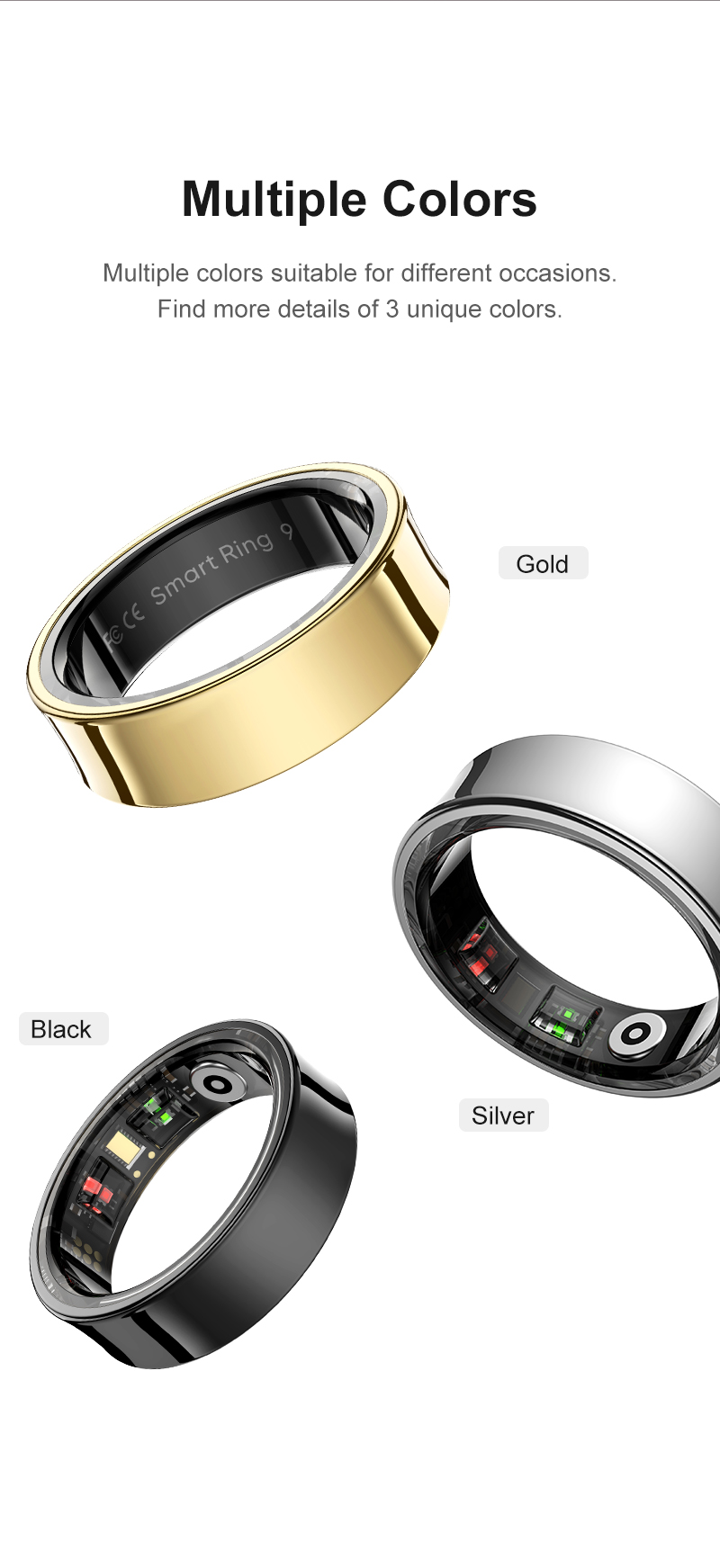 Eraysun Ours Smart Rings Waterproof Women R09 Fitness Tracker Pressure Remote Control Health 2025 Smart Ring for Men