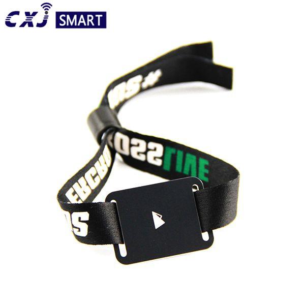 1k Band RFID Woven Fabric Wristbands S50 For Festival Wedding