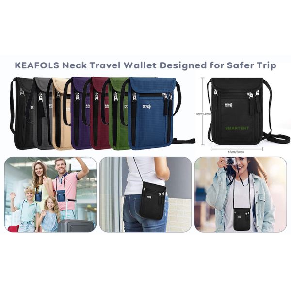 Custom Waterproof Travel Bags Neck Wallet RFID Blocking Passport Holder With Shoulder Strap