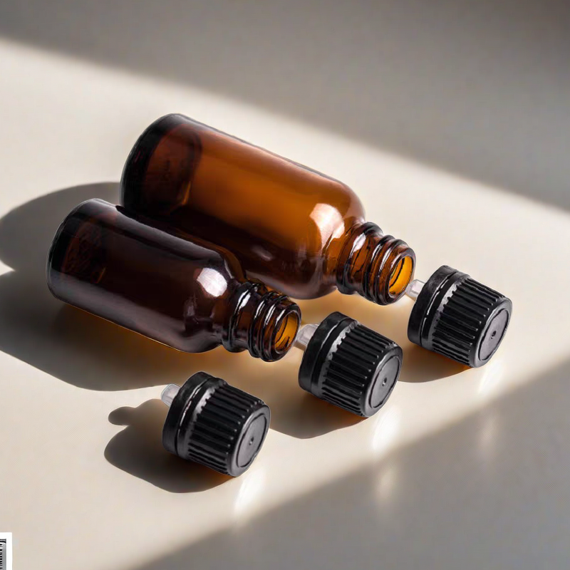 Glass Oil Bottle With Screw Cap , Blue / Green / Brown / Clear Essential Oil Bottles