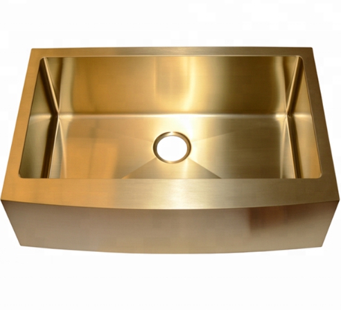 Golden Color Double Bowl Kitchen Sinks Stainless Steel Above Counter