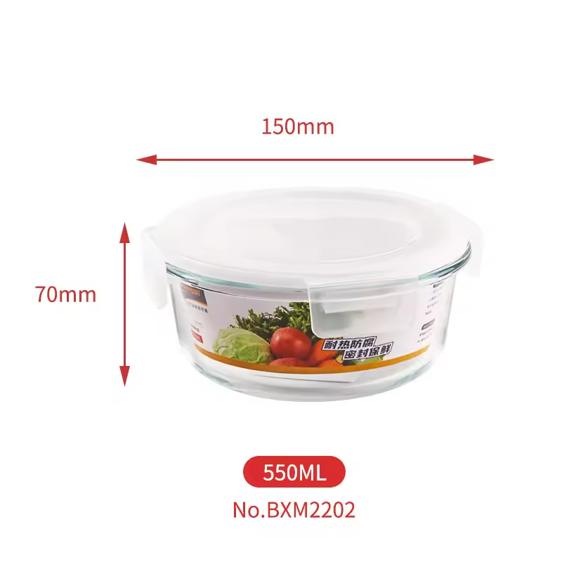 Hot Selling Kitchen Use Food Storage Container Box Transparent Glass Organizers Portable Bento Box with Lids