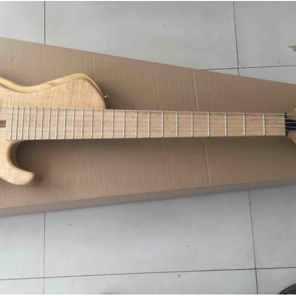 Custom Burst Maple Top 6 Strings Bass Guitar Neck Through Body Ebony Fingerboard Active Pickups Electric Bass