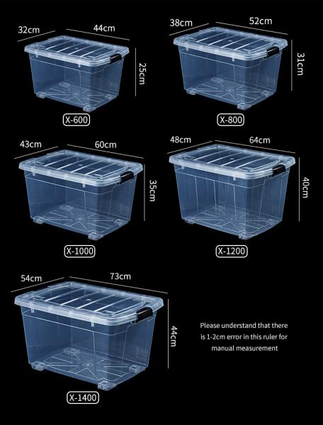Recyclable Bin Household Multifunction Large Stackable Clothes Clear Transparent PP Container Box Plastic Storage Boxes Bins With Lid Wheels