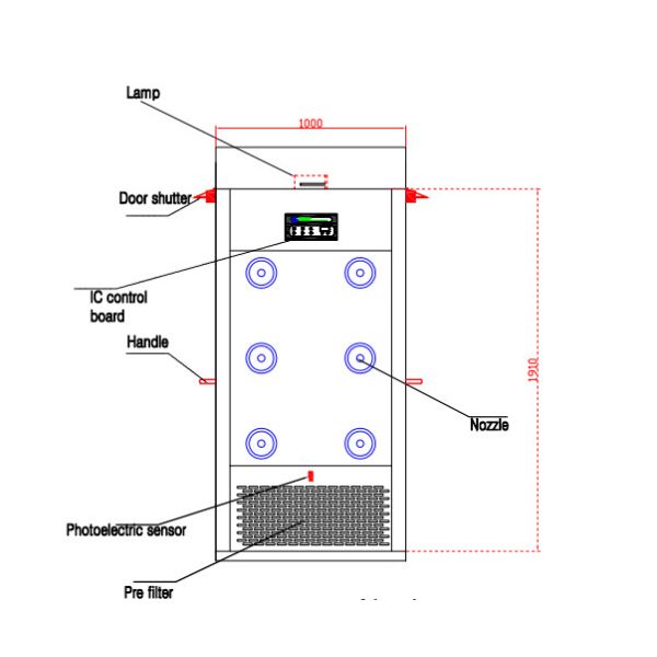 Emergency Switch Clean Room Air Showers With One Large Blower Fan ,Full stainless steel material