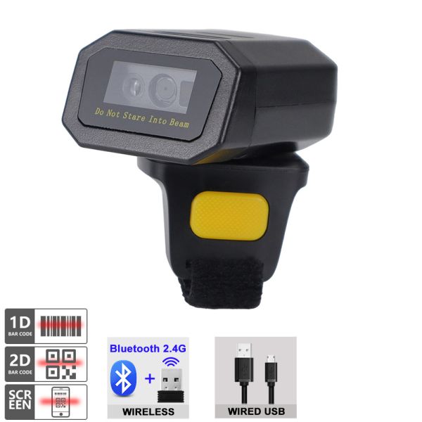 Portable Ring Finger Barcode Reader OEM Blue Tooth 1D Laser Bar Code Scanner Wired 2.4GHz Wireless
