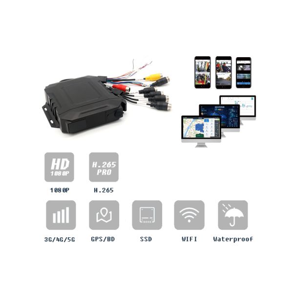 Prenda impermeable 3G Dvr móvil H.264 del coche de 4CH 1080p con el SSD