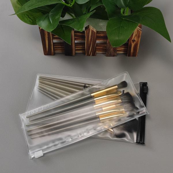 Custom Logo Plastic Zipper Bag Clear Frosted Dustproof Small For Cosmetic Brush