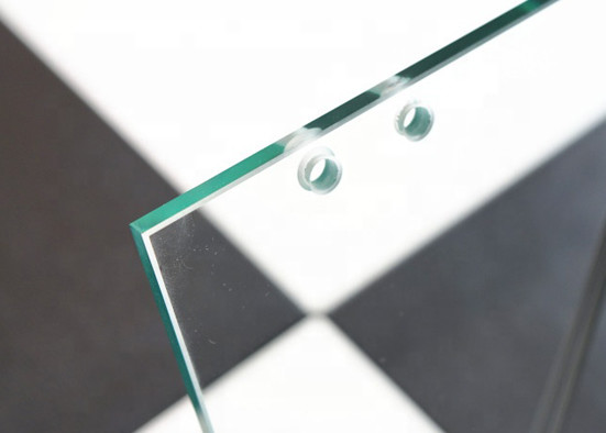 10mm 19mm 20 mm Toughened Glass , Clear Tempered Glass With Drill Holes