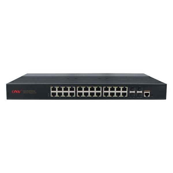 28 Port Gigabit Managed  L2+ Industrial Ethernet Switch Shock Resistant Network Isolation