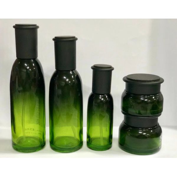 Контейнеры заботы кожи упаковки/безопасности косметики зеленого стекла/бутылка лосьона опарника сливк