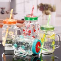 16Oz garrafa larga Crackproof de Mason Jars Pint Straw Glass da boca de 8 onças