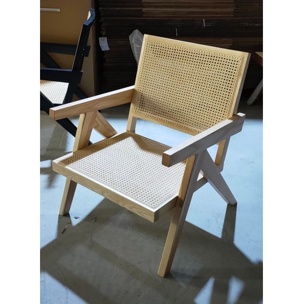 Nordic Modern Indoor Hotel Living Room Chair Wood Rattan With Armrest Leisure Sofa Lounge Chair