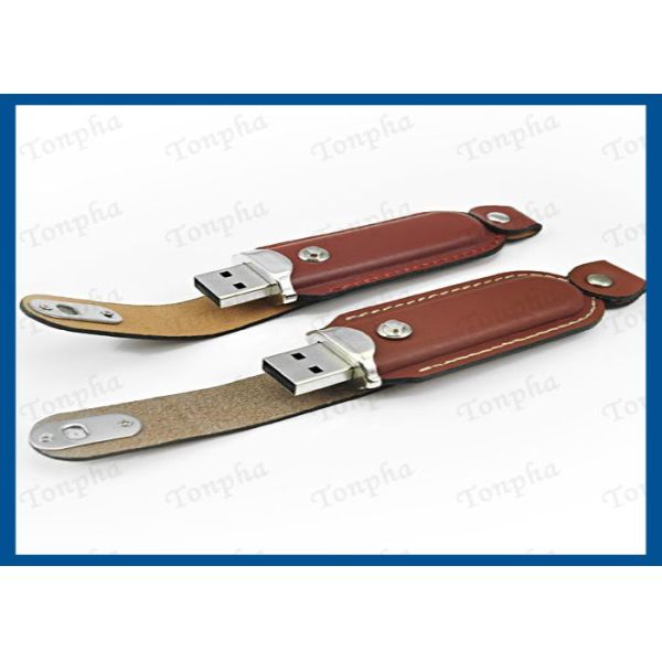 Logo Free Leather USB Flash Drive , Leather Bracelet Usb Flash Drive