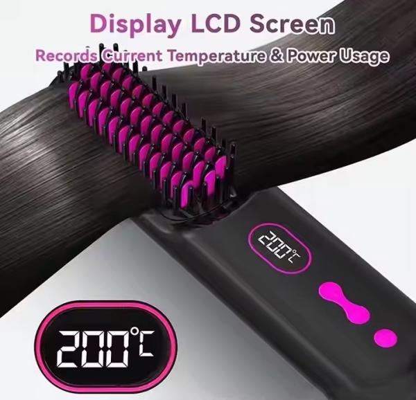 Electric Plastic Home Salon Promotion Hair Straightener Comb USB Rechargeable for Travel