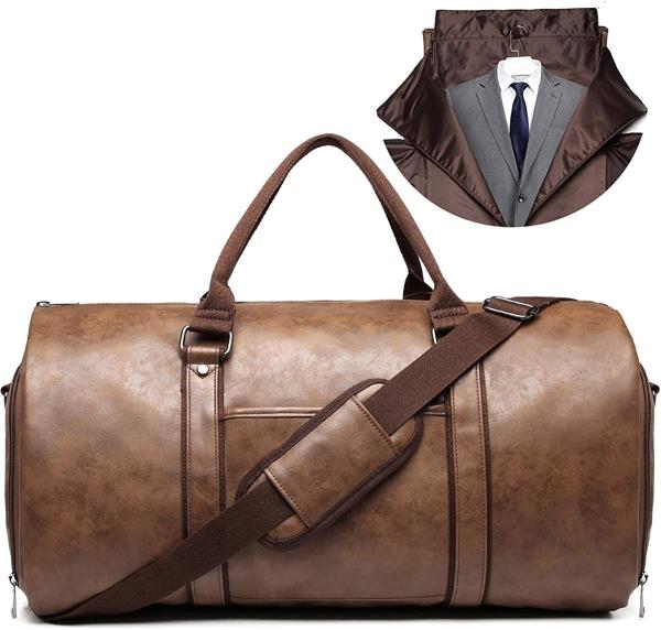 50L Leather Travel Garment Bag Compartment Business Mens Suit