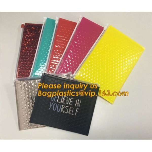 k Bubble Bag Zipper Padded Bag with LOGO for Cosmetic,custom colorful metallic bubble zipper bag Packaging Cosmeti