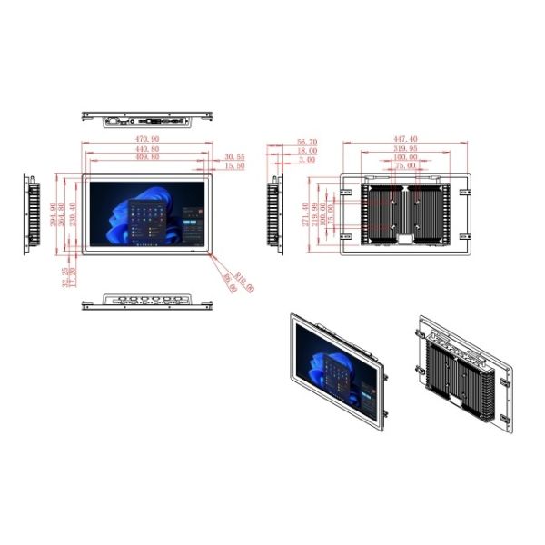 18.5-Inch Durable Windows Screen for Transportation Panels and Equipment Control