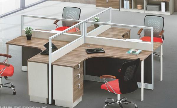 modern 4 persons office panel partition workstation table furniture in warehouse