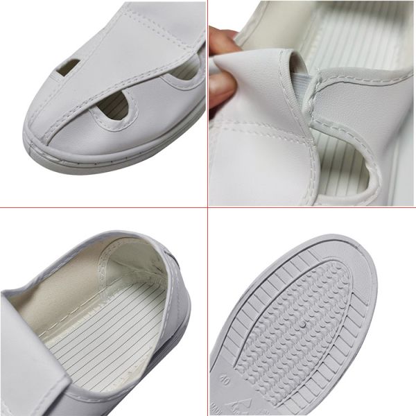 White Dust Free Washable ESD Safety Shoes With PVC Anti Slip Sole