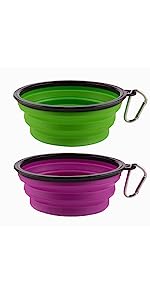 Dog Travel Water Bottle Collapsible Bowls, 2 in 1 Pet Food Container with Collapse Bowls, Outdoor Portable Water Bowls