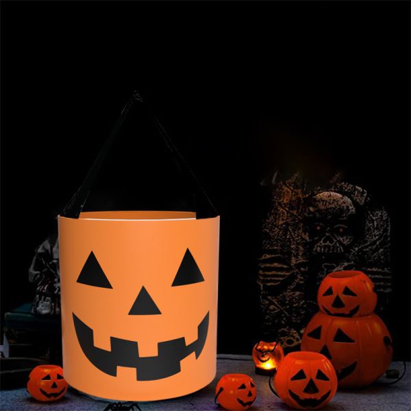 Silk Screen Printed Halloween Candy Bag with LED Light and Natural Cotton Fabric