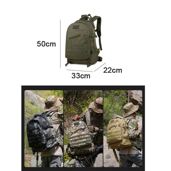 OEM Logo Unisex Mochilas de excursión tácticas 45L Bolsa de gimnasia Mochila multifuncional