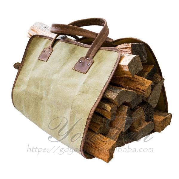 Foldable Canvas Firewood Bag Fashionable For Outdoor Picnic / Camping