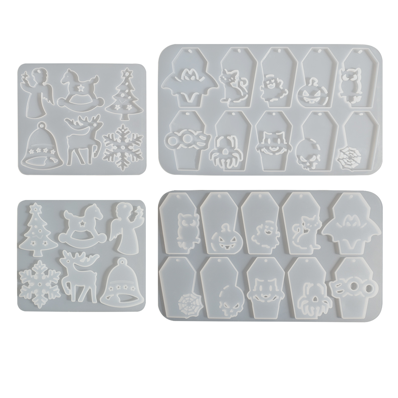 DIY Christmas Tree Snowflake Elk Trojans Angel Halloween Coffin Pendant Hanging Decoration Silicone Mold