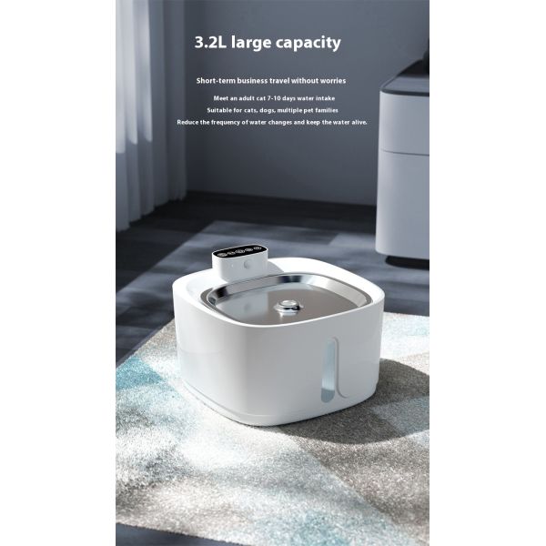Smart Eco-Friendly Automatic Wireless Cat Dog Drinking Bowl Feeder Stainless Steel Pet Water Dispenser Silent Filter Charging