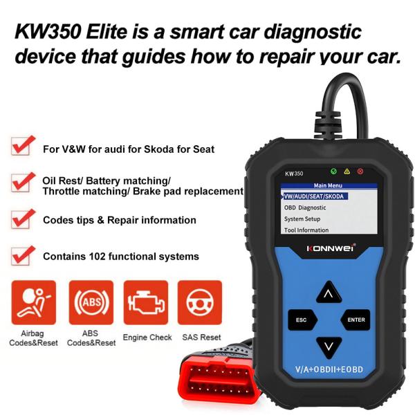 SRS Gearbox Auto Diagnostic Scanner  VAG401/ Konnwei KW350 Volkswagen Audi  Applied