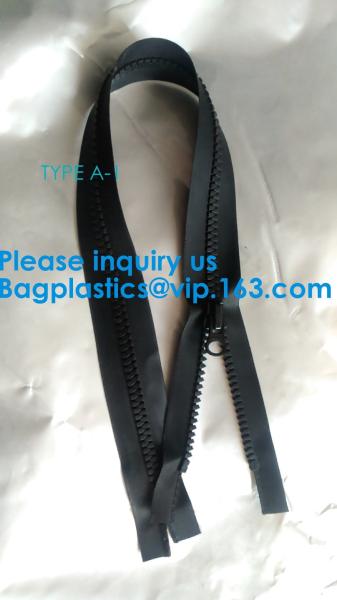 Airtight Slider Zipper, TPU Weldable Isolation For Diving Suit, TPU Coated Tape, Resin Teeth, Metal Slider.