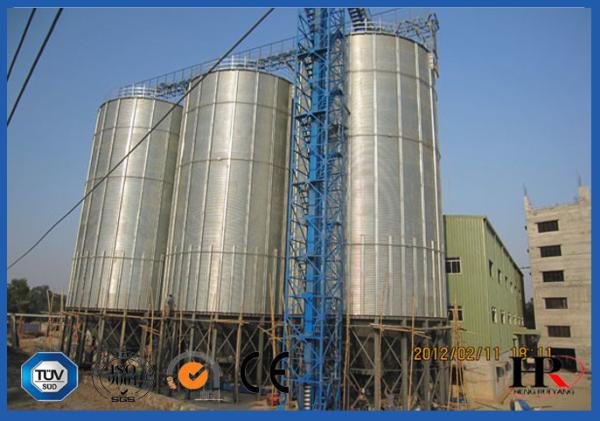 1112m3 Grain Storage Silo , Corrugated Steel Grain Bins Less Land Occupation