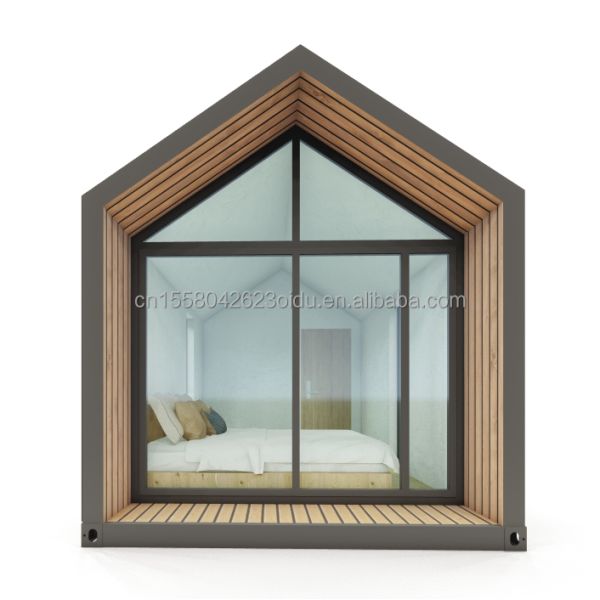 Modern Triangular Resort Hotel Casa prefabricada de contenedores con una habitación Baño Cocina y jardín Características Puerta de panel de sándwich