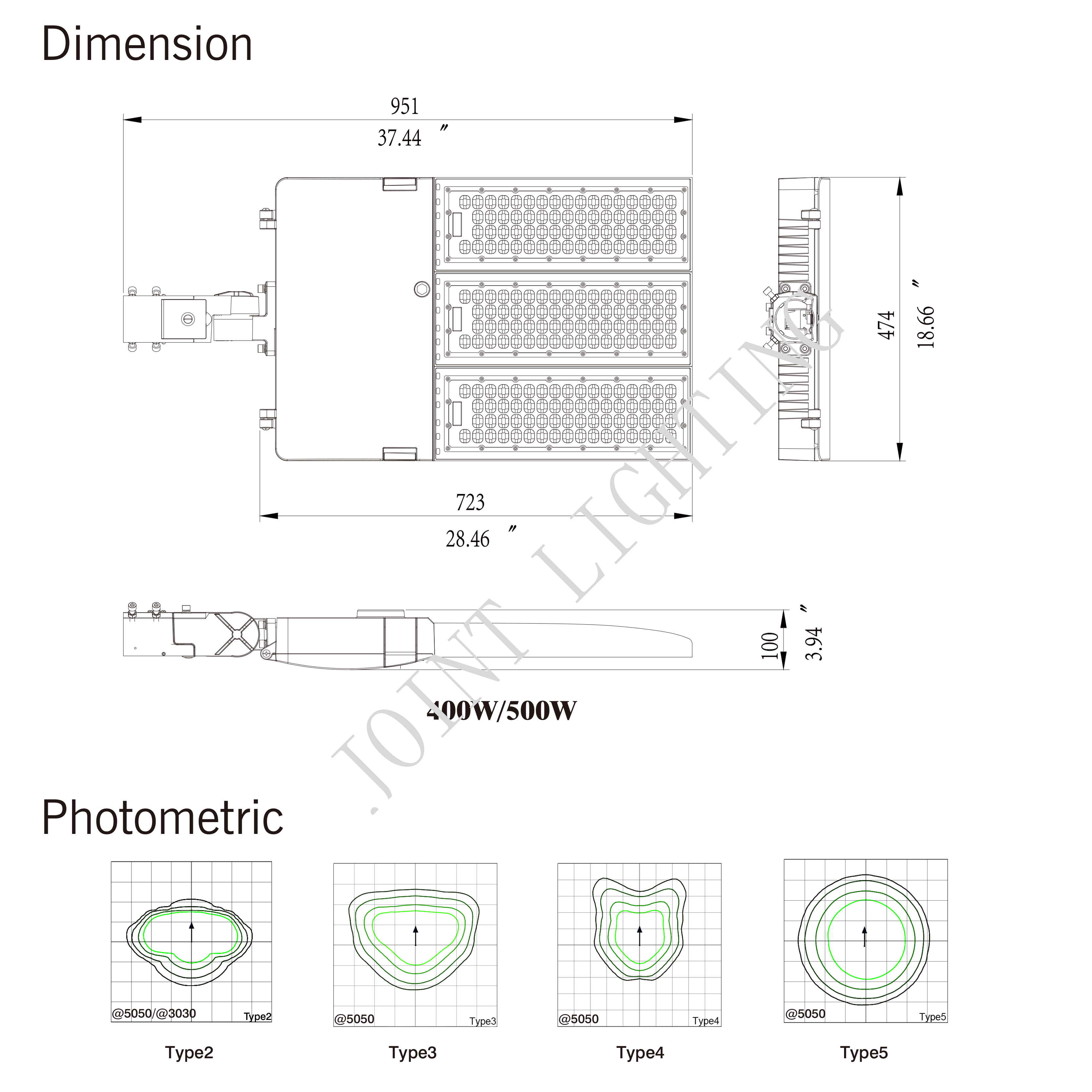 480V 400Watt 160lm/W Led Parking Lot Flood Lights