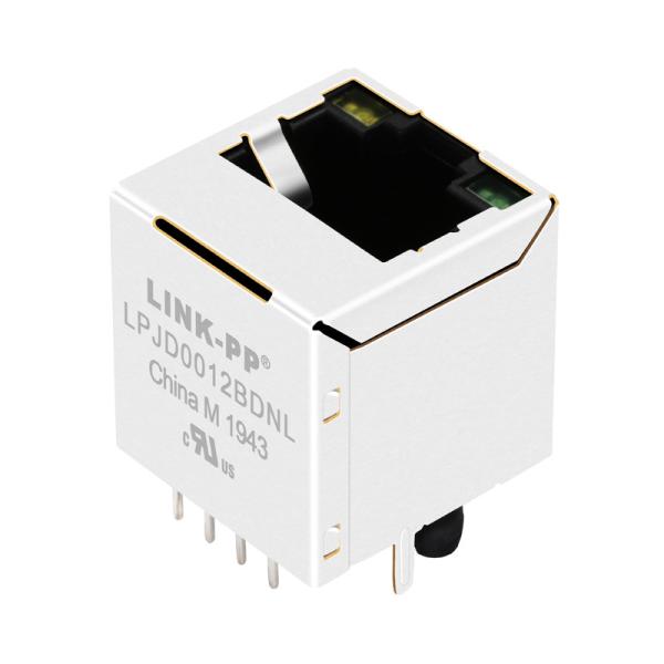 LPJD4012BENL , Vertical RJ45 Jack , 1CT:1CT, 8P8C 10/100Mbps, Shield LED G-Y