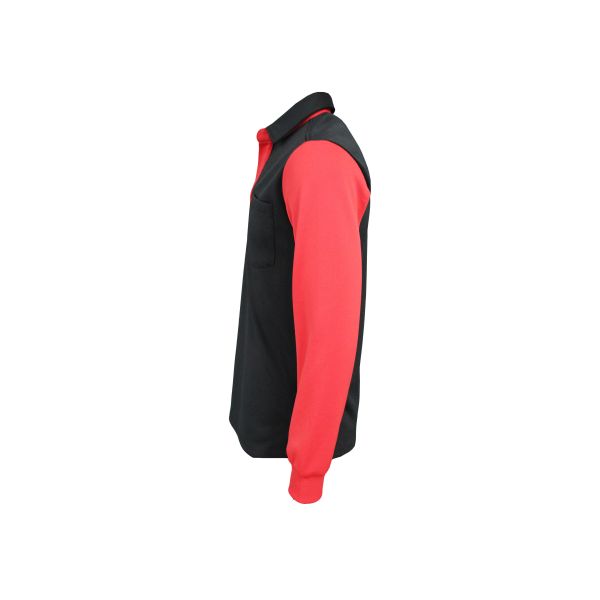 180G 100 Polyester Long Sleeve T-SHIRT & POLO Red Contrast Black With Embroidery
