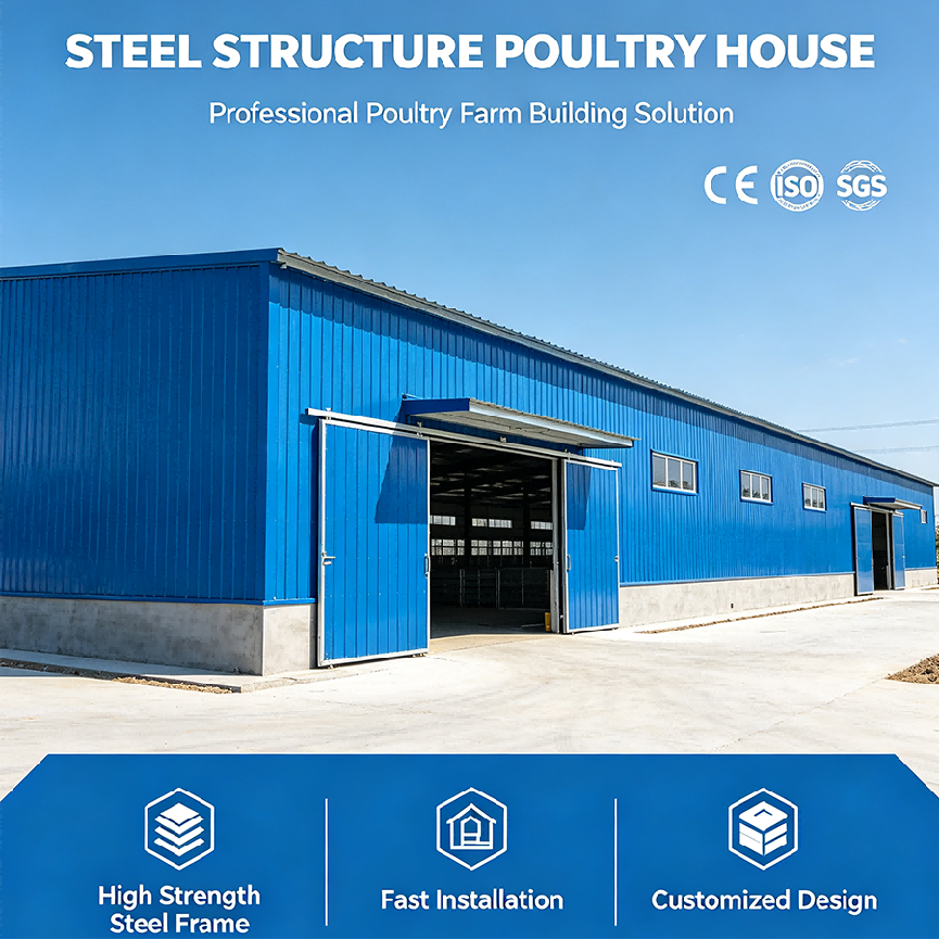 Steel Structure Poultry House Featuring Space Design and Strong Steel Framework for Enhanced Poultry Production Capacity