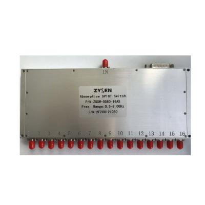 0.5GHz to 8GHz 0.5W RF PIN Diode Switch Absorptive type SP16T RF Switch