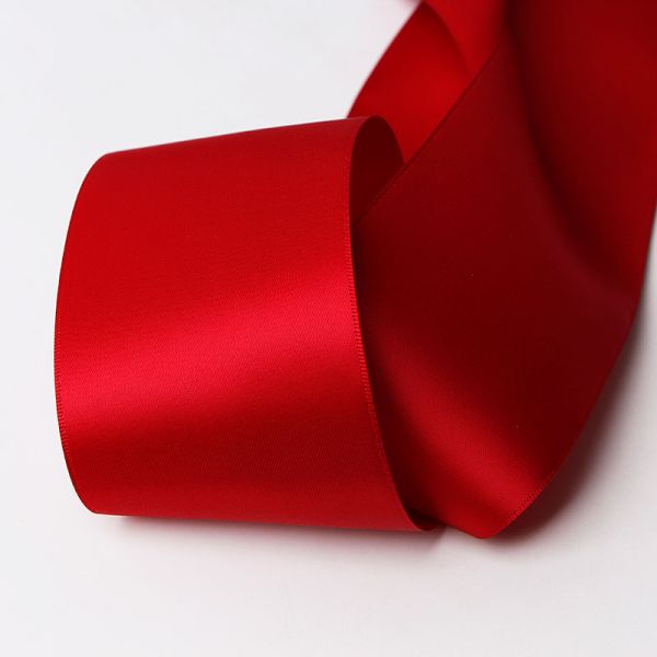 Sublimation Polyester Satin Ribbon 75mm in Striking Red for Custom Printing