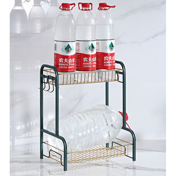 365x220x600mm Countertop Kitchen Rack 3 Tiers Black Gold Multifunctional For Spice