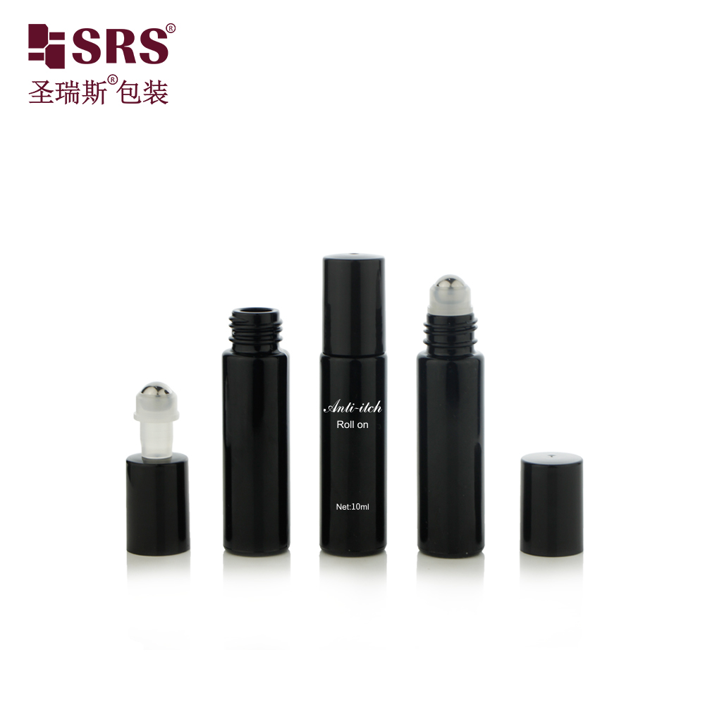 BLPM 10ML Empty Black Glass Roll On Bottle For Essential Oil No Leakage