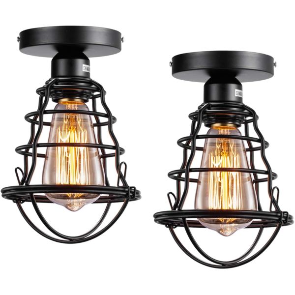 Vintage Chandelier E27 Base Rustic Antique Industrial  Metal Caged Chandelier hallway light(WH-VP-83)