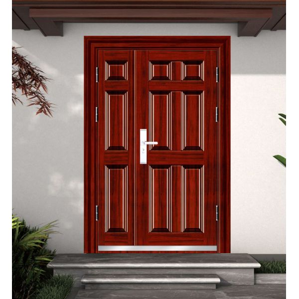 House Villa Exterior Metallic Security Front Entry Doors Design Modern Stainless Steel Metal Main Entrance Pivot with Smart Lock
