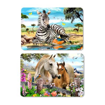 Decorative Animal PET 3D Lenticular Plastic Table Mats Offset Printing
