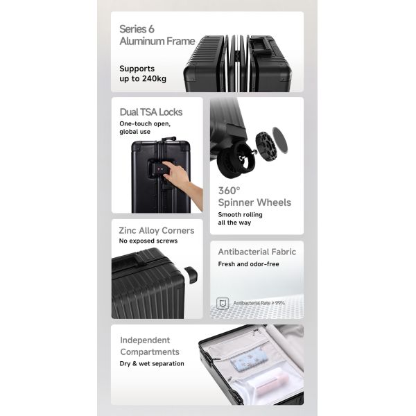 PC Aluminum Frame Travel Suitcase (20-inch) - German Covestro Material, Dual TSA Lock, Professional Luggage Manufacturer for Bulk Orders and Custom OEM Services