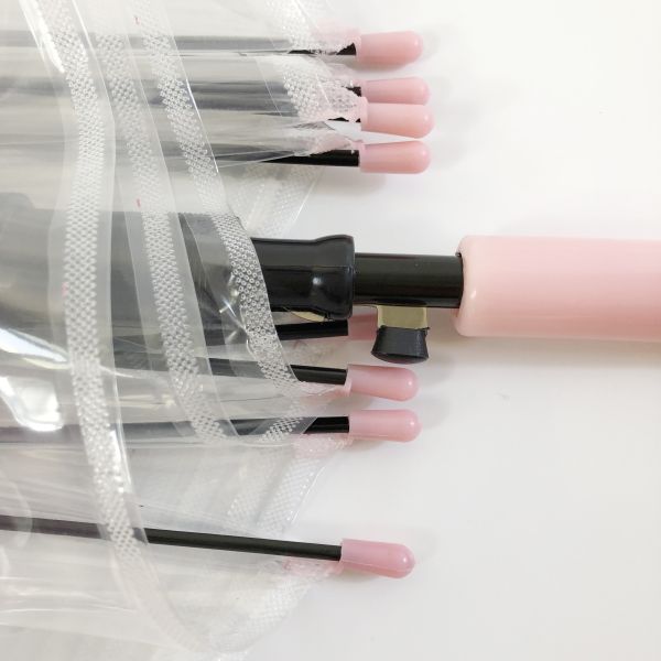 Plastic J Handle Customized Professional POE Clear Compact Sakura Umbrella for Travel