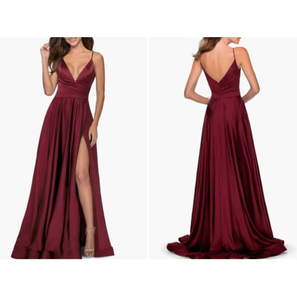 Excellent Sleeveless Royal Blue Satin Long Evening Dress Front Split Slit Spaghetti Straps Sweep Train A-Line Ruffles