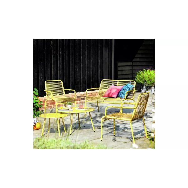 Villa AJUNION 4 Seater Metal Garden Furniture Balcony Patio Set Bistro Set Steel Garden Set