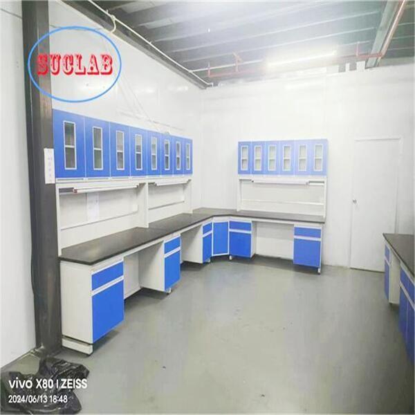 Chemistry Lab Workbench & Chemical Laboratory Bench Suppliers  with Chemical-resistant Laminate Work Surface Multiple Cabinets and Wood Materials